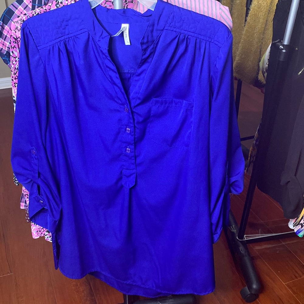 Royal Blue Silky Blouse (3/4 sleeves)